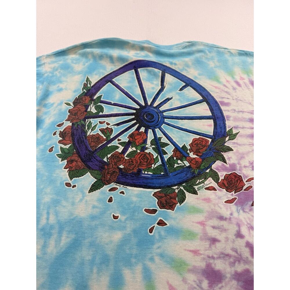 Vintage Grateful Dead 1990 Skeleton Rose Tie Dye Single Stitch Mens T Shirt XL - Picture 14 of 16